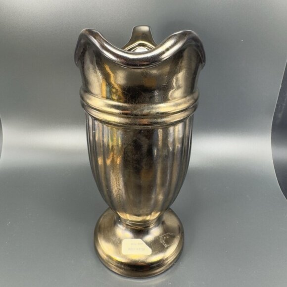 Haeger Art Pottery Bronzed Metallic Glaze Urn Pitcher Footed Vase Vintage - Picture 10 of 16